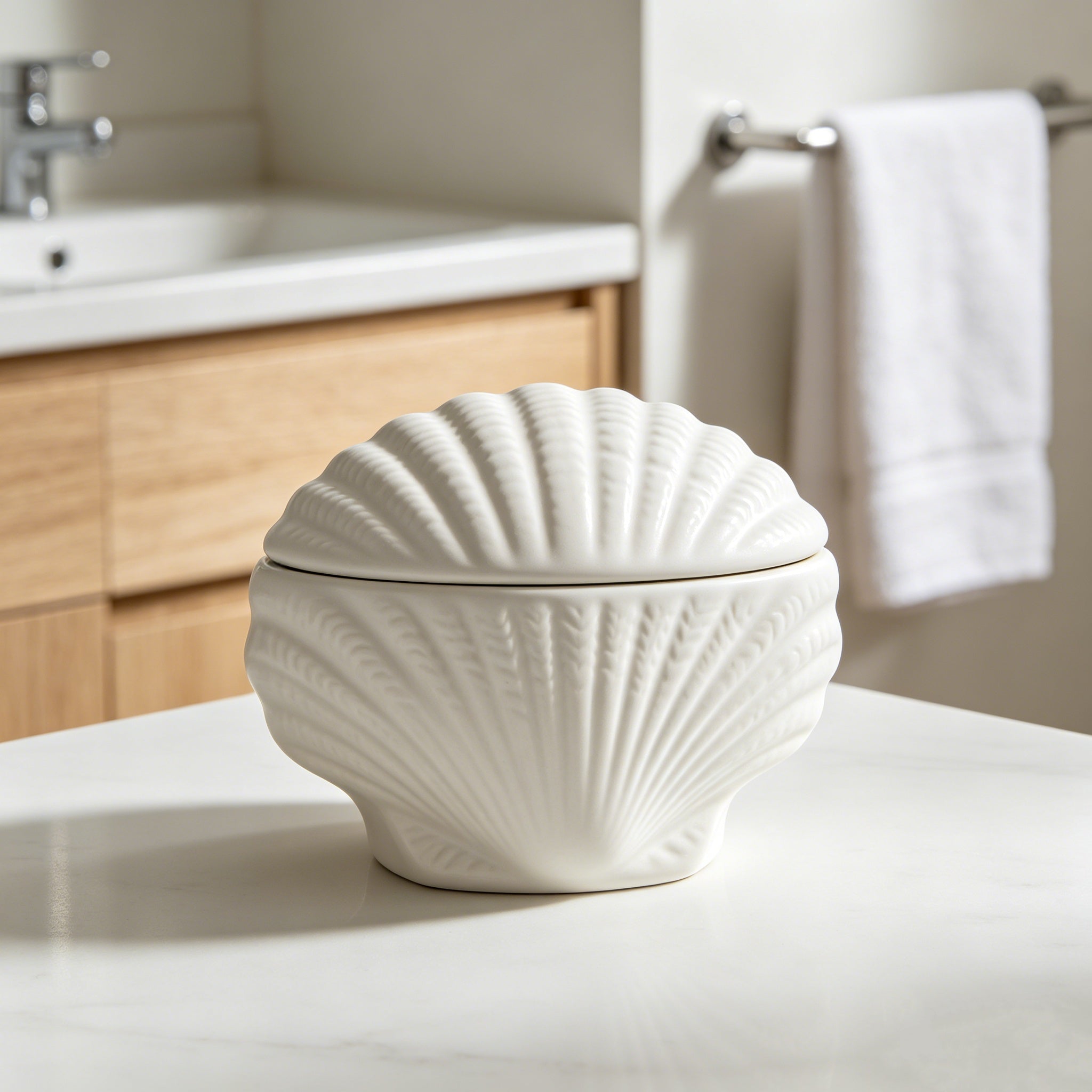 Seashell Pattern Ceramic Bathroom Organizer